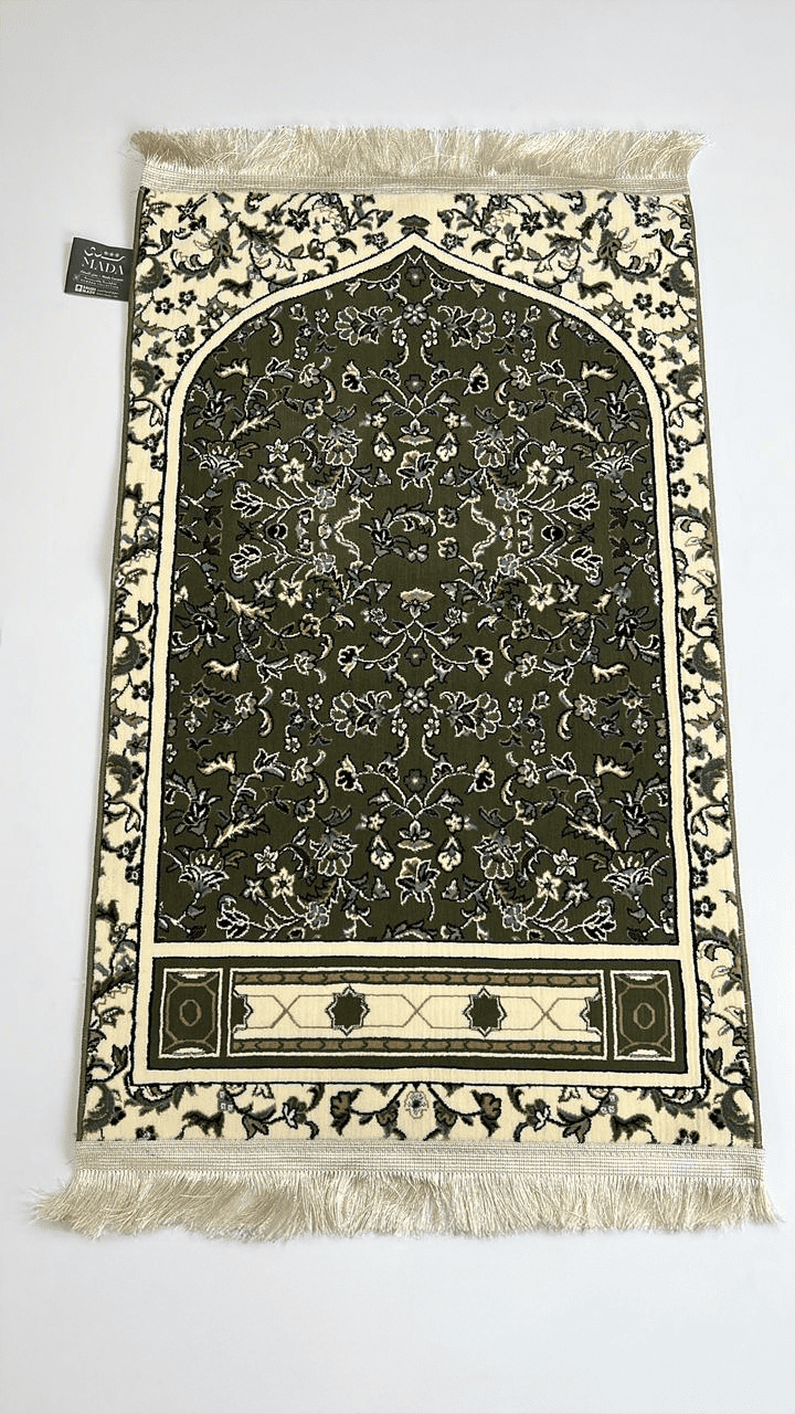 Tapis de Prière nabawi Rawda blanc et vert