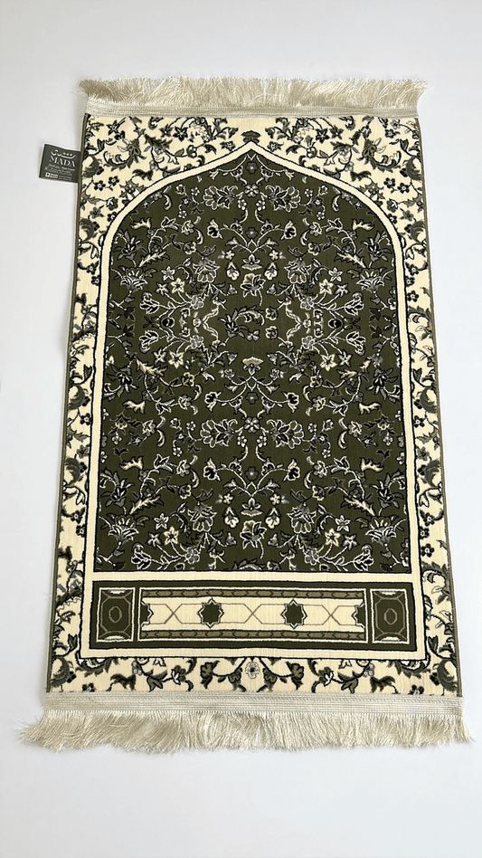 Tapis de Prière nabawi Rawda blanc et vert